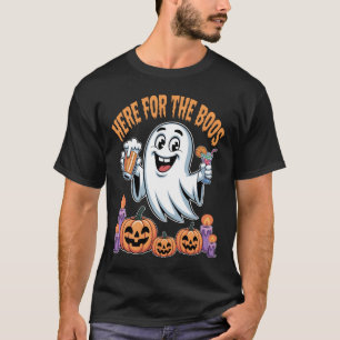 T-shirt Ici pour l'Halloween du Fantôme Funny Boos