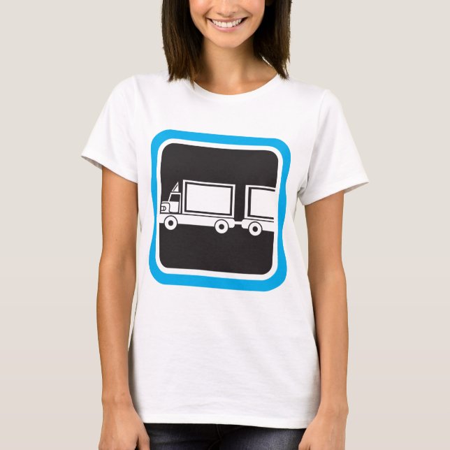 T-shirt Icône bleue de semi-remorque et remorque (Devant)