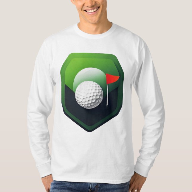 T-shirt Icône de balle de golf stylisée avec fond vert (Devant)