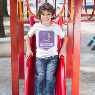 T-shirt Icône de bouilloires violettes et jaunes modernes