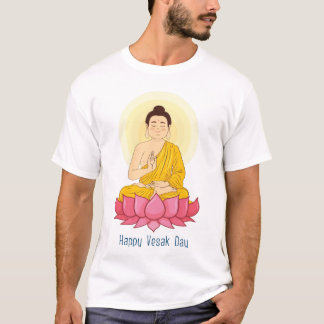 T-shirt Icône de jour de Vesak heureux Bouddha assis boudd
