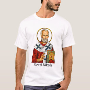 T-shirt icône de lettre orthodoxe serbe de Saint Nicolas 
