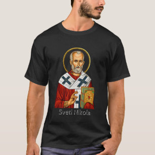 T-shirt icône de lettre serbe orthodoxe de saint Nicolas