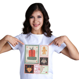 T-shirt Icône de Noël de timbre-poste vintage 