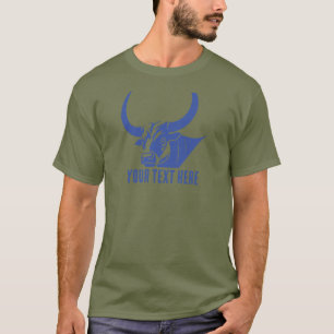 T-shirt Icône de silhouette de tête de taureau bleu