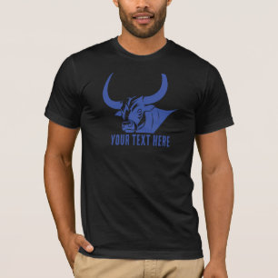 T-shirt Icône de silhouette de tête de taureau bleu