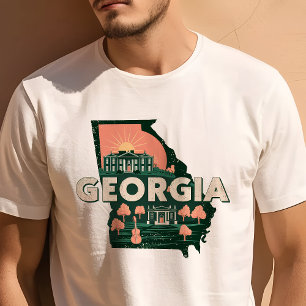 T-shirt Icône de voyage rétro de Géorgie graphique