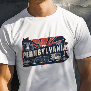 T-shirt Icône de voyage rétro de Pennsylvanie graphique