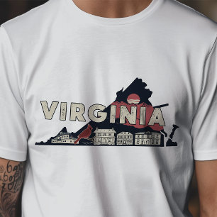 T-shirt Icône de voyage rétro graphique de Virginie