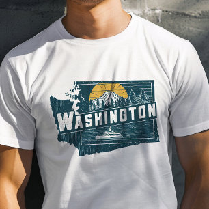 T-shirt Icône de voyage rétro graphique de Washington