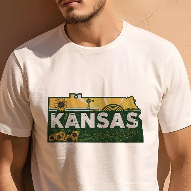 T-shirt Icône de voyage rétro graphique du Kansas (Créateur téléchargé)