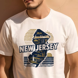 T-shirt Icône de voyage rétro graphique du New Jersey