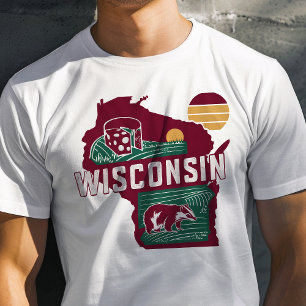 T-shirt Icône de voyage rétro graphique du Wisconsin