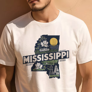 T-shirt Icône de voyage rétro Mississippi graphique