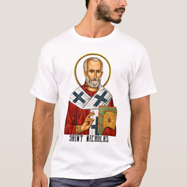 T-shirt icône des saints orthodoxes serbes Saint-Nicolas (Devant)