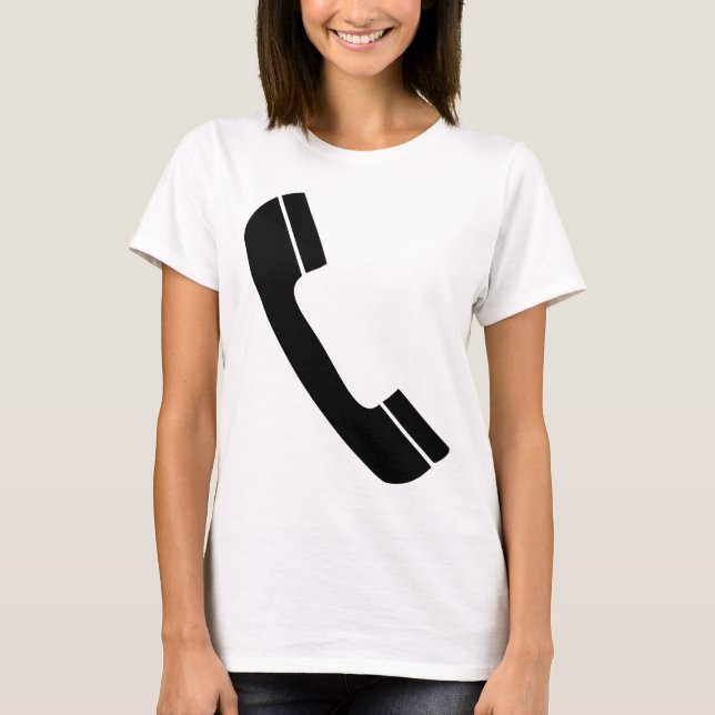 T-shirt icône du téléphone noir (Devant)