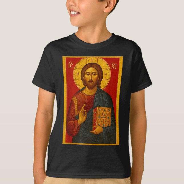 T-shirt Icône orthodoxe de Jésus-Christ Pantocrator  (Devant)