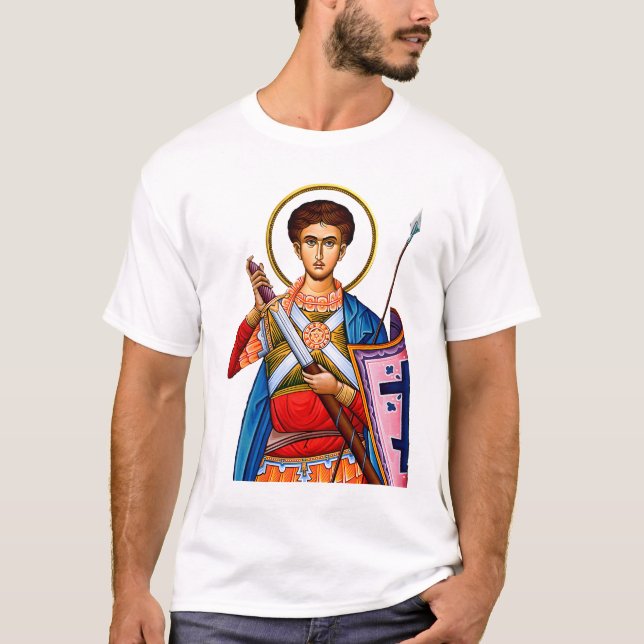 T-shirt icône orthodoxe de Saint Démétrios Mitrovdan (Devant)