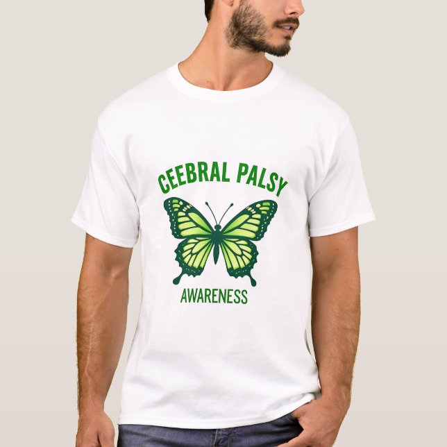 T-shirt Icône Papillon vert pour la sensibilisation à la p (Devant)