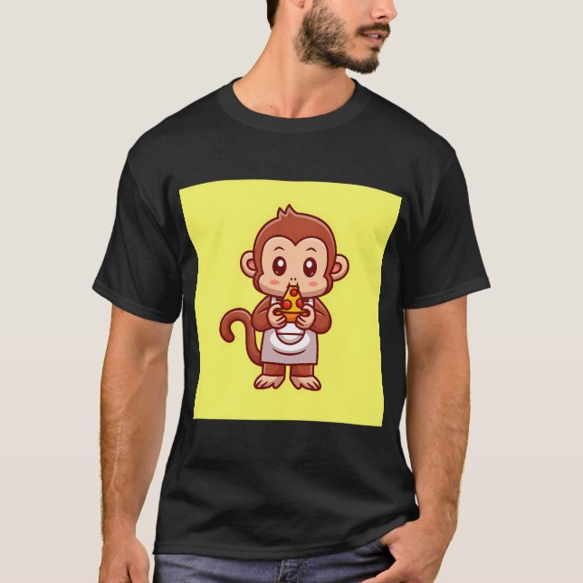 T-shirt Icône vectorielle de dessin animé de singe mignon  (Devant)