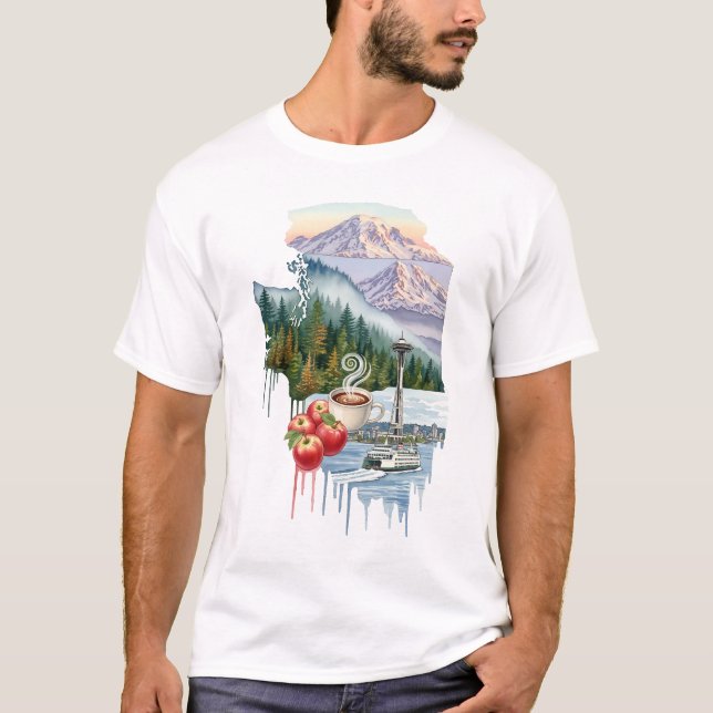 T-shirt Icônes de l'État de Washington Unisex Tee (Devant)