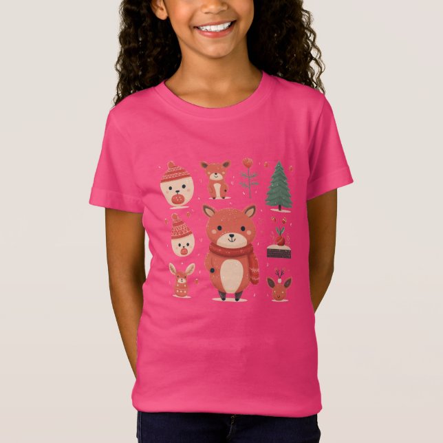 T-Shirt Icônes de Noël adorables Enfants - Festive vacance (Devant)