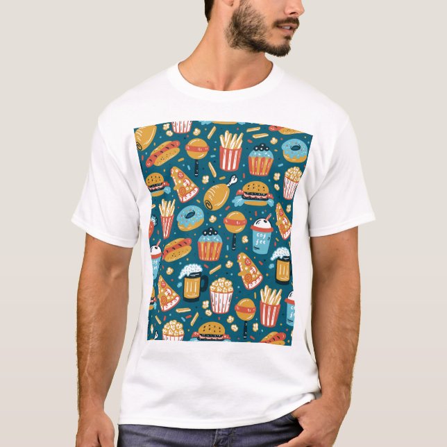 T-shirt Icônes de restauration rapide : Doodles Vintages (Devant)