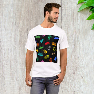 T-shirt Icônes de voyage de motif de vacances en croisière
