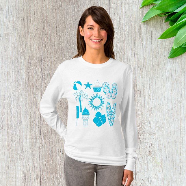 T-shirt Icônes D'Été Femme Manches Longues (Créateur téléchargé)