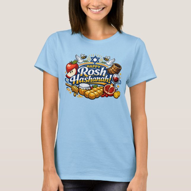 T-shirt 🍯 🍎🐟 Icônes Joyeux Roch Hachana (Devant)