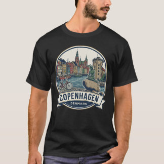 T-shirt Iconic Copenhagen: Bicycle, Canal & Landmark