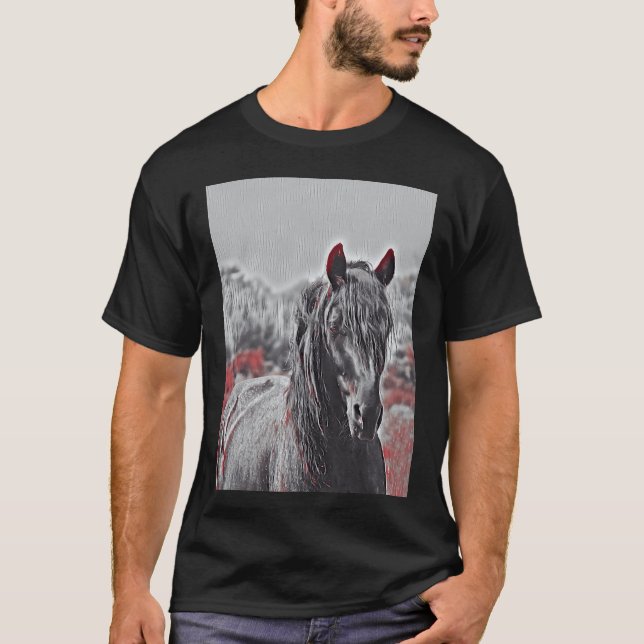 T-shirt 🐴 Iconic Equus Blue Roan Stallion Horse 🌌 (Devant)