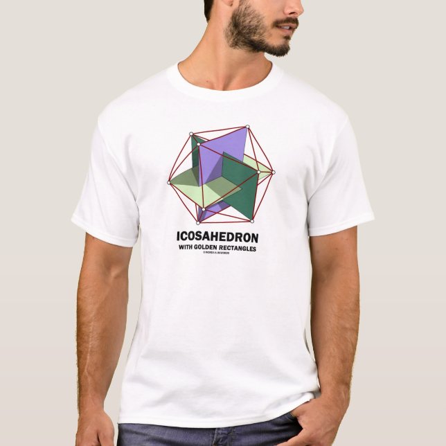 T-shirt Icosahedron avec des rectangles d'or (la (Devant)