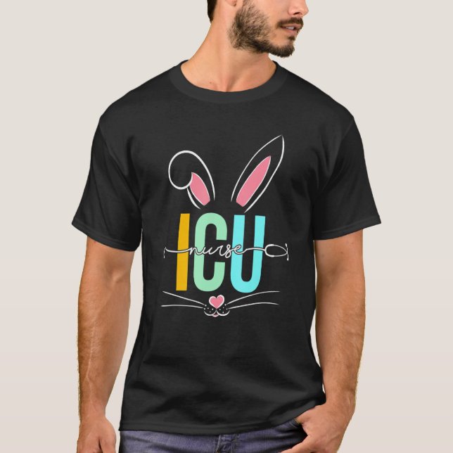 T-shirt Icu Nurse Bunny Ears Stethoscope Nourriture Pâques (Devant)