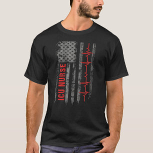 T-shirt Icu Nurse Critical Care American Flag Idea Dit