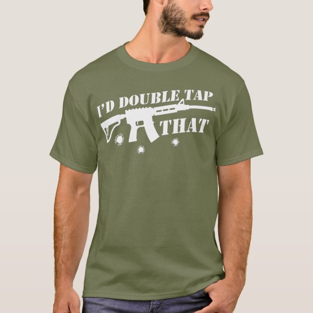 T-shirt Id Double Appuyer Sur Celui Avec Un Fusil Support  (Devant)