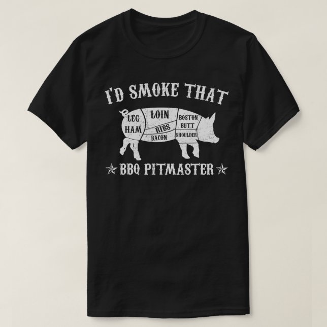 T-shirt Id Fumer Que Pig Pitmaster Funny BBBQ Fumer Gif (Design devant)