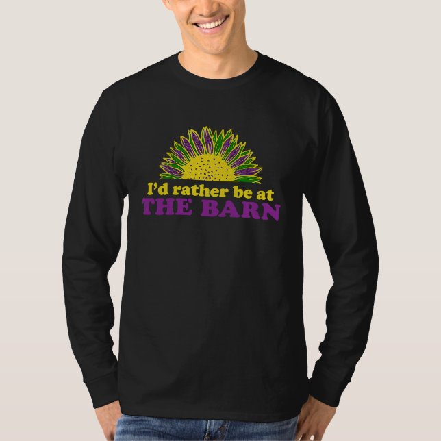 T-shirt I'd Rather Be at The Barn Horse Sunflower Farm Cow (Devant)