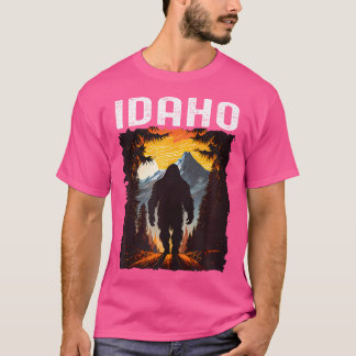 T-shirt Idaho Bigfoot Sunset Retro Les années 70 camp de R