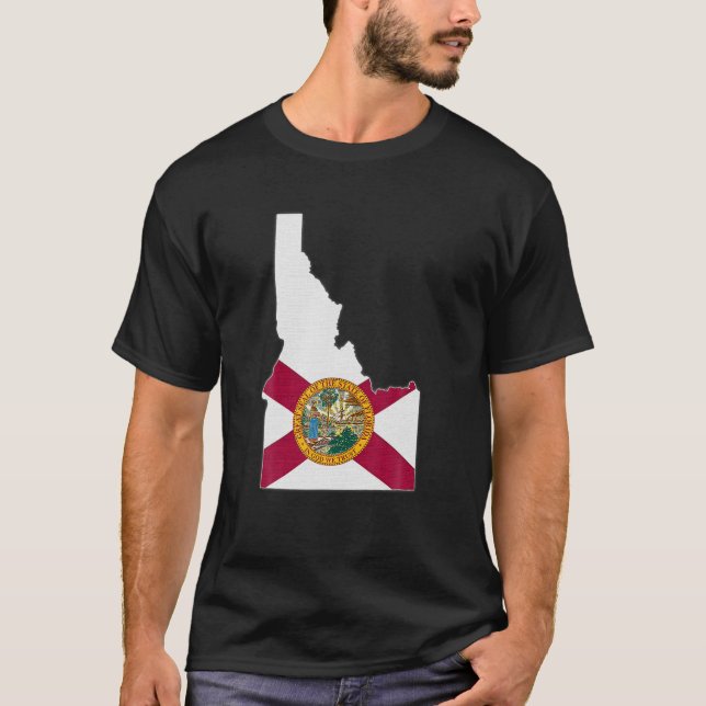 T-shirt IDAHO CARTE DE L'ÉTAT FLORIDE FL Drapeau Racines H (Devant)
