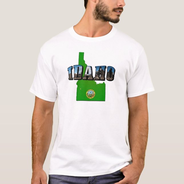 T-shirt Idaho Carte, sceau et texte de l'image (Devant)