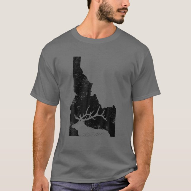 T-shirt Idaho Elk Hunting Funny USA State ID Hunter Gift M (Devant)