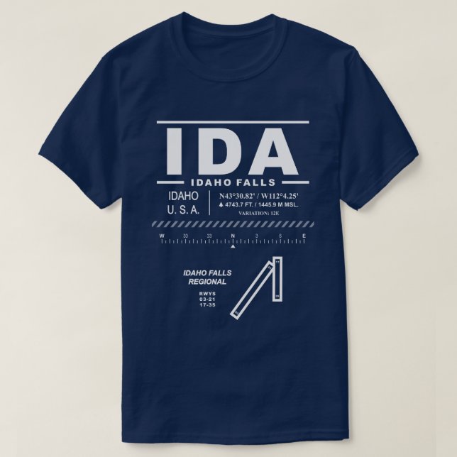 T-shirt Idaho Falls Regional Airport IDA (Design devant)