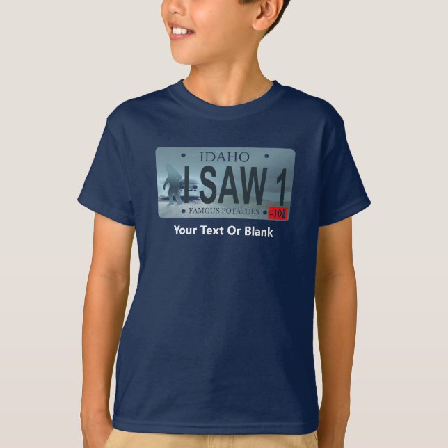 T-shirt Idaho "I Saw 1" Sasquatch License Plate (Devant)