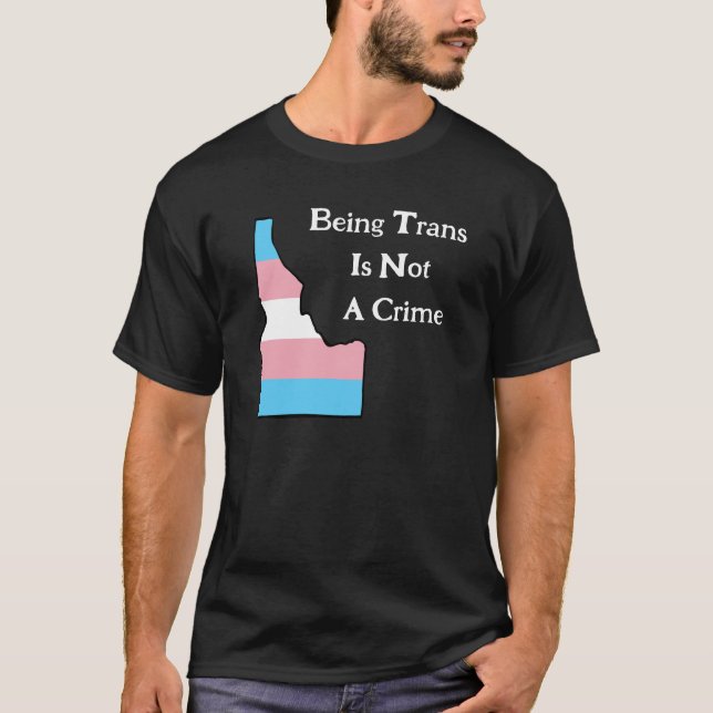 T-shirt Idaho Trans Pride Personnalisé Pas Un Crime Black  (Devant)