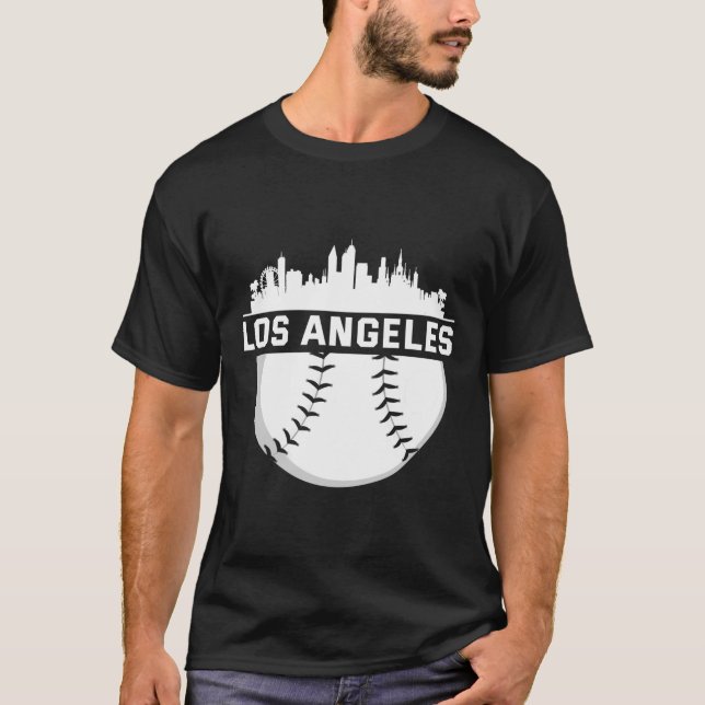T-shirt Idéal Los Angeles City Skyline Baseball Conçu (Devant)