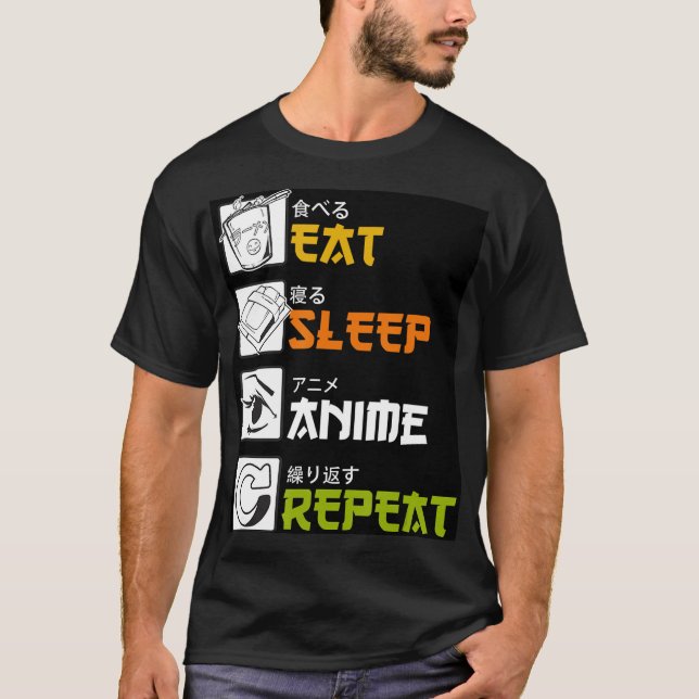 T-shirt Idée cadeau Eat Sleep Anime Repeat Cosplayer (Devant)