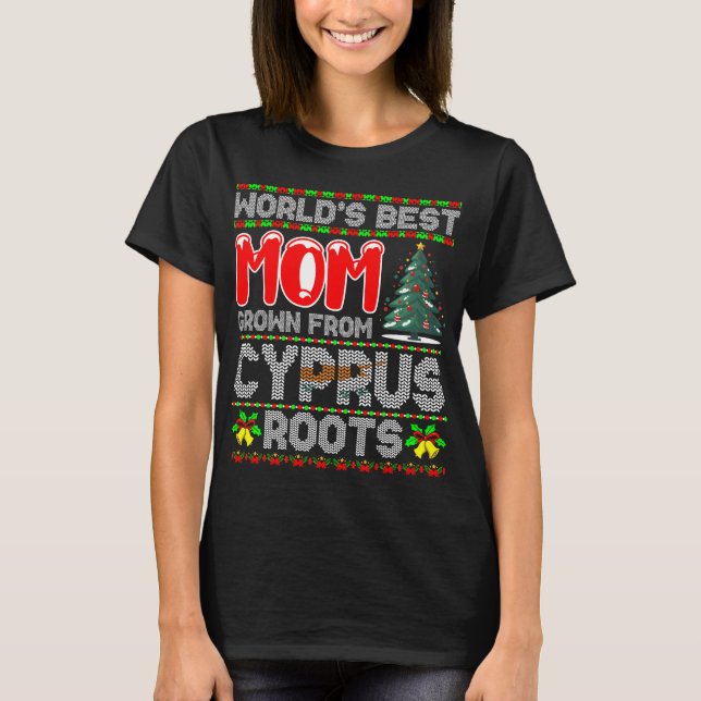 T-shirt Idée Cadeau Noël Chaussette Laide Maman Chypre (Devant)