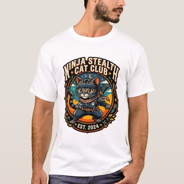 T-shirt Idée cadeau pour maman de chat Ninja Stealth Cat - (Devant)