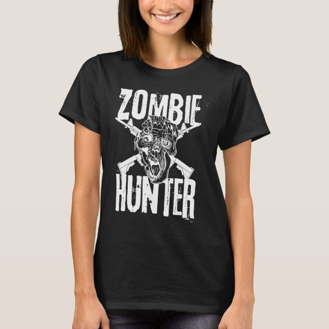 T-shirt Idée de costume d'Halloween de chasseur de zombies (Devant)